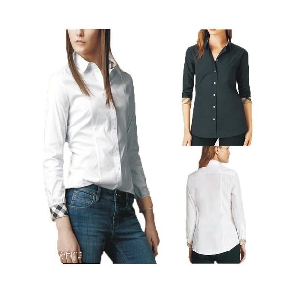 womens blouses designer shirts fashion classic women's long sleeved shirt plaid sleeved slim fitting top, White
womens blouses designer shirts fashion classic women's long sleeved shirt plaid sleeved slim fitting top, White