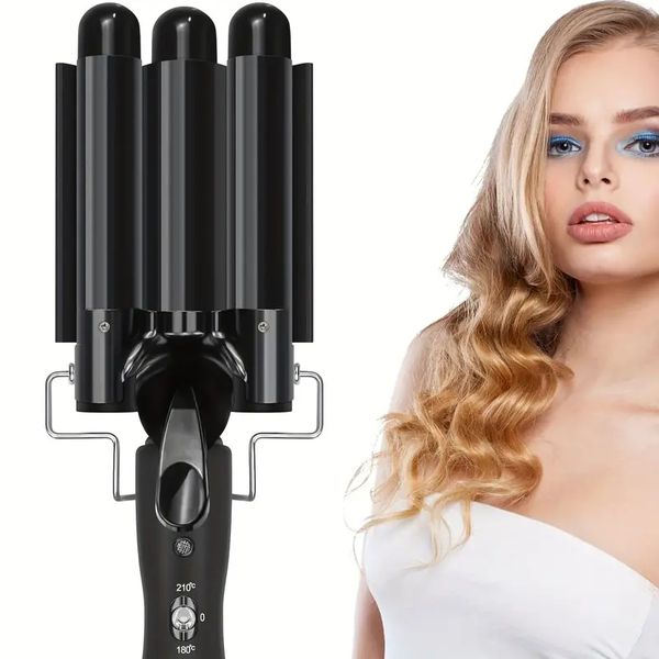 3 barrel curling iron wand, 25mm hair crimper with adjustable temperature setting, hair waver ,fast heating, waves curling iron with two tem, Black
3 barrel curling iron wand, 25mm hair crimper with adjustable temperature setting, hair waver ,fast heating, waves curling iron with two tem, Black