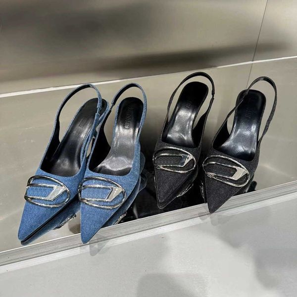 die high heeled shoes women's designer thin heels spring shallow metal buckle back hollow pointed sandals 230209, Black
die high heeled shoes women's designer thin heels spring shallow metal buckle back hollow pointed sandals 230209, Black