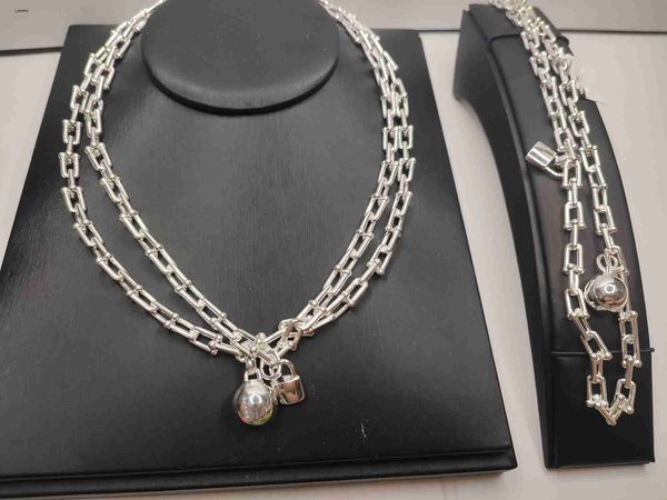 18k gold silver bracelet necklace ball lock horseshoe hardware ring fashion jewelry designer gold chain for women men couple bracelets earri