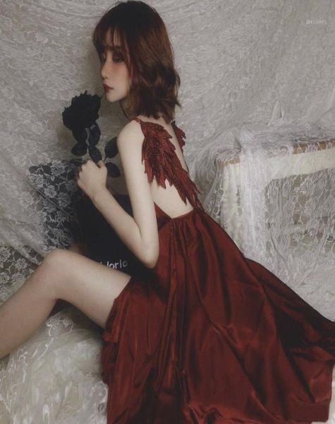 women039s sleepwear comfortable silk wing sleeping dress women nightgowns satin angel cosplay backless spaghetti strap lin6046058, Black;red
women039s sleepwear comfortable silk wing sleeping dress women nightgowns satin angel cosplay backless spaghetti strap lin6046058, Black;red