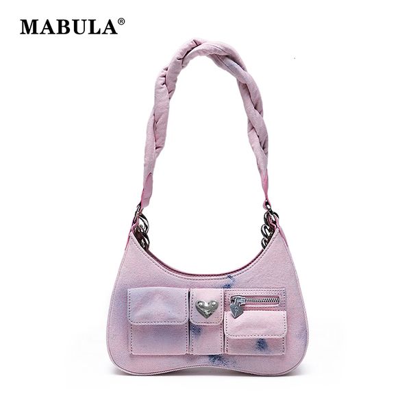 evening bags mabula y2k pink denim shoulder bag for women multi pockets punk half moon underarm purse with big chain plaited handle handbag
evening bags mabula y2k pink denim shoulder bag for women multi pockets punk half moon underarm purse with big chain plaited handle handbag