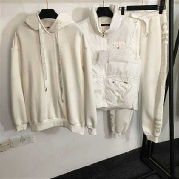 lady track jogger tracksuit three piece set stamped letter long-sleeved padded hoodie and cotton vest jacket with elastic waist pants womens, White
lady track jogger tracksuit three piece set stamped letter long-sleeved padded hoodie and cotton vest jacket with elastic waist pants womens, White