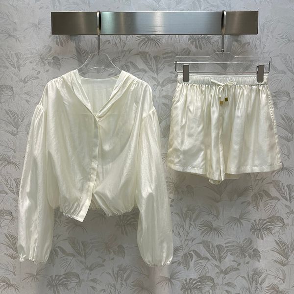 women simple sets tencel material lightweight comfortable lasied suits pure colour shorts long sleeved cap sets ing, White
women simple sets tencel material lightweight comfortable lasied suits pure colour shorts long sleeved cap sets ing, White