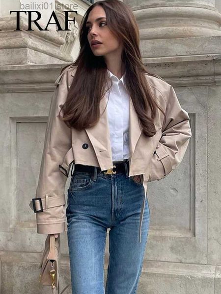 women's jackets traf 2023 women's cropped trench lapel collar jackets coat lady high street casual loose coats female spring stree, Black;brown
women's jackets traf 2023 women's cropped trench lapel collar jackets coat lady high street casual loose coats female spring stree, Black;brown