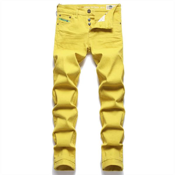 men's jeans european yellow simple trendy elastic slim fit leggings versatile pants 3271, Blue
men's jeans european yellow simple trendy elastic slim fit leggings versatile pants 3271, Blue