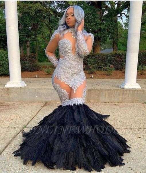 vintage long sleeves black feather silver prom dresses illusion bodice high neck appliques fur train mermaid party occasion g4172602
vintage long sleeves black feather silver prom dresses illusion bodice high neck appliques fur train mermaid party occasion g4172602