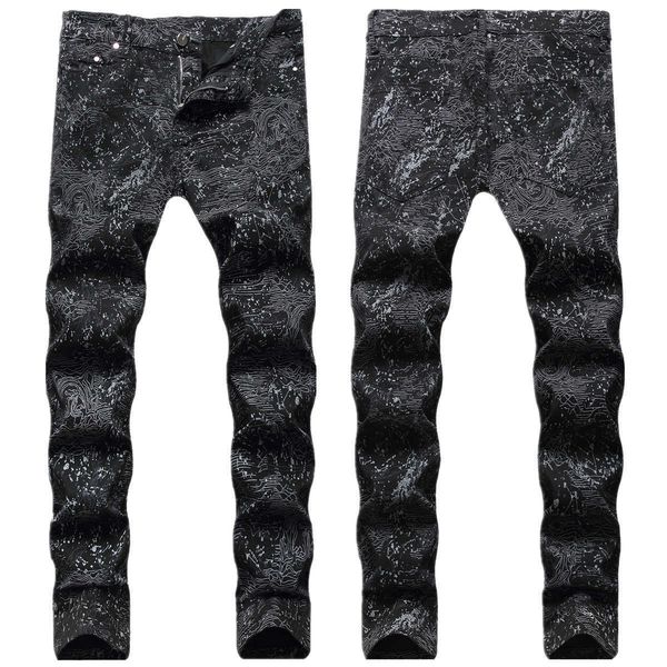 men's jeans printed trendy personality style dazzling color hand-painted graffiti pants slim fitting nightclub black floral, Blue
men's jeans printed trendy personality style dazzling color hand-painted graffiti pants slim fitting nightclub black floral, Blue