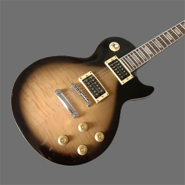 2022 standard electric guitar tobacco burst color tiger maple yellow binding guitarar
2022 standard electric guitar tobacco burst color tiger maple yellow binding guitarar