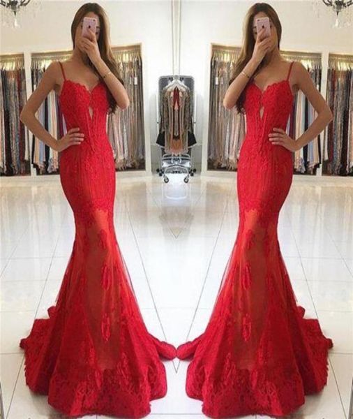 red spaghetti straps mermaid prom dresses sweetheart see through skirts evening dresses with lace appliques robes de bal 2017 fall1208986, Black
red spaghetti straps mermaid prom dresses sweetheart see through skirts evening dresses with lace appliques robes de bal 2017 fall1208986, Black