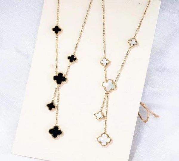 double side clover pendant necklace white black red flower jewelry for women gift1920192, Silver
double side clover pendant necklace white black red flower jewelry for women gift1920192, Silver