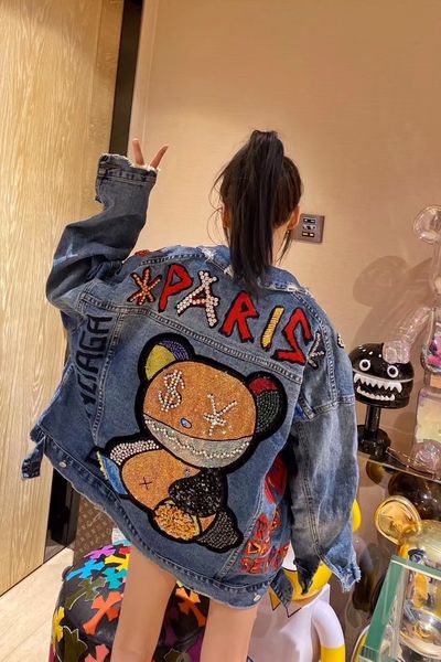 women's jackets denim jacket diamond sequins heavy bear long-sleeved loose street jacket fashion spring and autumn 230817, Black;brown
women's jackets denim jacket diamond sequins heavy bear long-sleeved loose street jacket fashion spring and autumn 230817, Black;brown