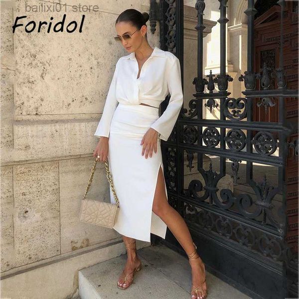 two piece dress foridol ruched white skirt dress sets autumn slit maxi long dress suit office ladies elegant dress vestidos women clothing t
two piece dress foridol ruched white skirt dress sets autumn slit maxi long dress suit office ladies elegant dress vestidos women clothing t