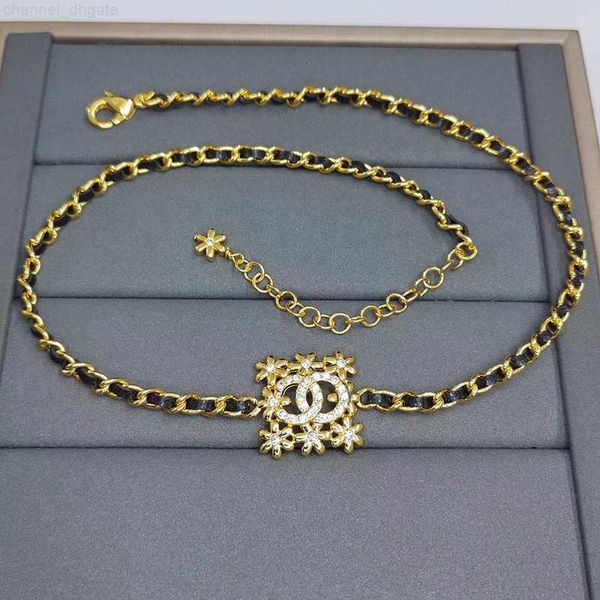 new double channel necklace diamond wearing leather small flower hollow square pendant weaving female, Black
new double channel necklace diamond wearing leather small flower hollow square pendant weaving female, Black