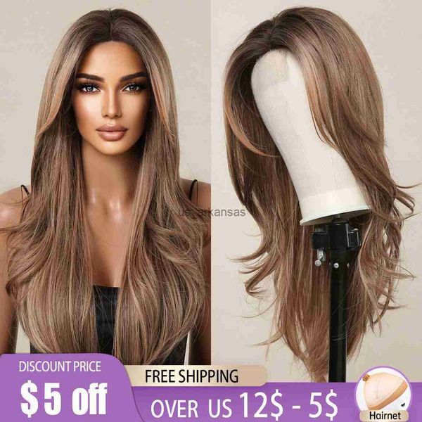 synthetic wigs light brown hairline lace long synthetic wigs natural wavy middle part hairs lace wig for women daily cosplay heat resistant, Black
synthetic wigs light brown hairline lace long synthetic wigs natural wavy middle part hairs lace wig for women daily cosplay heat resistant, Black