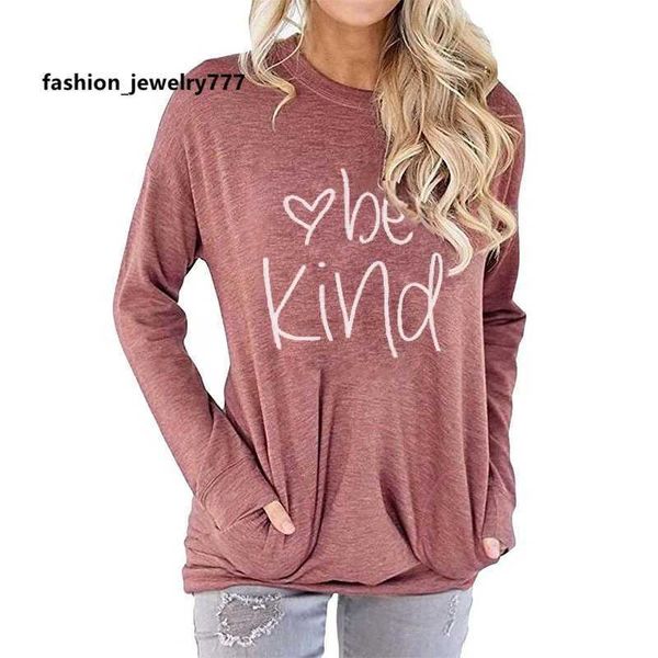 women be kind letter print shirt long sleeve loose fit casual pullover pocket graphic shirt sweatshirt ovesized tee, Black
women be kind letter print shirt long sleeve loose fit casual pullover pocket graphic shirt sweatshirt ovesized tee, Black
