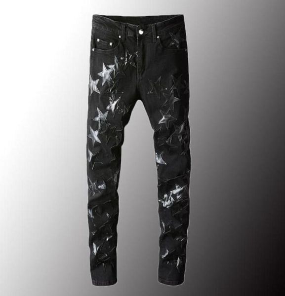 men039s jeans luxury mens leather stars patch black stretch denim pencil pants slim skinny patchwork trousers plus size 406820631, Blue
men039s jeans luxury mens leather stars patch black stretch denim pencil pants slim skinny patchwork trousers plus size 406820631, Blue
