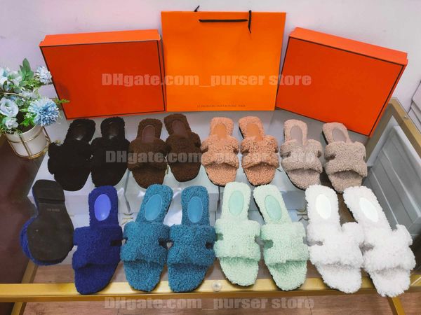fur furry fluffy fuzzy slippers womens quality designer sandals slipper designer indoor office triple black white pink brown letter embroide