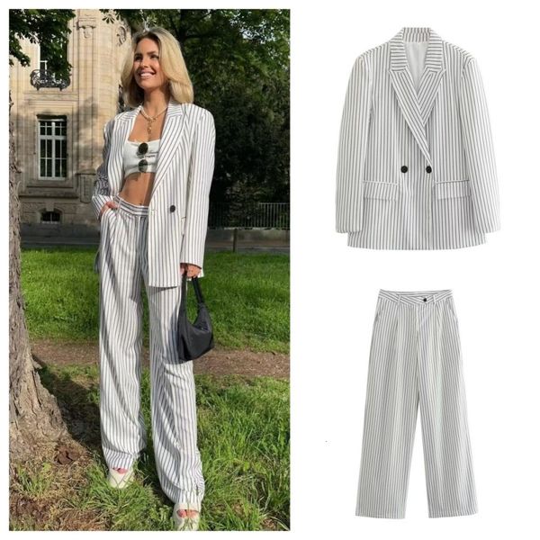 womens two piece pants pb za autumn double pocket striped suit coat slim and versatile loose set 230817, White
womens two piece pants pb za autumn double pocket striped suit coat slim and versatile loose set 230817, White
