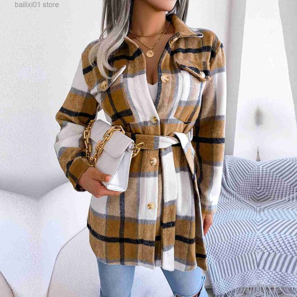 women's jackets ficusrong women autumn winter casual contrast plaid long sleeve bandage heavy woolen coat for fashion t230817, Black;brown
women's jackets ficusrong women autumn winter casual contrast plaid long sleeve bandage heavy woolen coat for fashion t230817, Black;brown