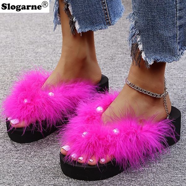 slipper fur flip flops girl outdoor faux cool slides furry sandals platform shoes korean summer thick sole 230816, Black
slipper fur flip flops girl outdoor faux cool slides furry sandals platform shoes korean summer thick sole 230816, Black
