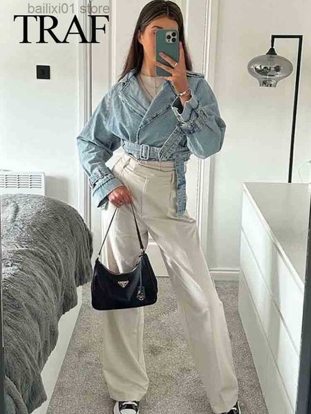 women's jackets traf woman denim jacket with belt cropped jean jacket for women frayed streetwear women's spring jackets long slee, Black;brown
women's jackets traf woman denim jacket with belt cropped jean jacket for women frayed streetwear women's spring jackets long slee, Black;brown