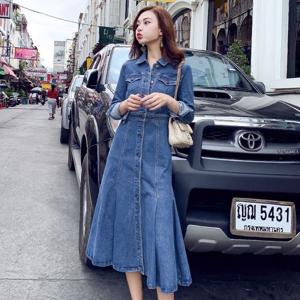 casual dresses bodycon denim dress women autumn wrist flare sleeve midi spring jeans ladies elegant formal mermaid, Black;gray
casual dresses bodycon denim dress women autumn wrist flare sleeve midi spring jeans ladies elegant formal mermaid, Black;gray