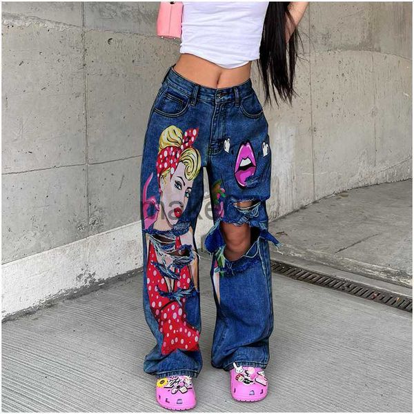 women's jeans retro washed high waist wide leg jeans women 2023 fashion new product personalized print hollow hole straight leg trouser, Blue
women's jeans retro washed high waist wide leg jeans women 2023 fashion new product personalized print hollow hole straight leg trouser, Blue
