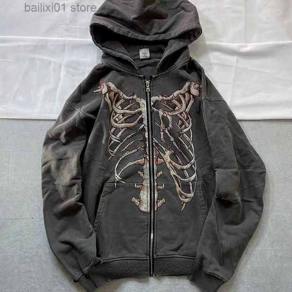 women's hoodies sweatshirts deeptown y2k gothic streetwear skeleton print oversize hoodie punk harajuku hip hop zipper female mall goth, Black
women's hoodies sweatshirts deeptown y2k gothic streetwear skeleton print oversize hoodie punk harajuku hip hop zipper female mall goth, Black