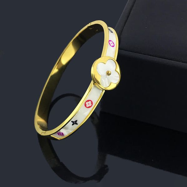 luxury brand white shell clover bangle 18k gold stainless steel cuff bracelet for women gift, Black
luxury brand white shell clover bangle 18k gold stainless steel cuff bracelet for women gift, Black