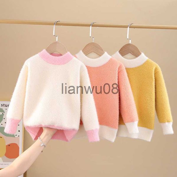 pullover winter new 08 year old children's plush thickened sweater girl's solid color shirt collar sweater baby mink loose warm pu, Blue
pullover winter new 08 year old children's plush thickened sweater girl's solid color shirt collar sweater baby mink loose warm pu, Blue