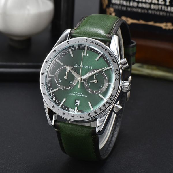 wristwatch for men 2023 mens watches five needles all dials work quartz watch luxury brand chronograph clock leather strap fashion omeg spee, Slivery;brown
wristwatch for men 2023 mens watches five needles all dials work quartz watch luxury brand chronograph clock leather strap fashion omeg spee, Slivery;brown