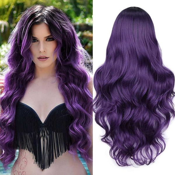 wig purple gradient long curly hair large wave synthetic wig women's daily party role playing headwear 230818, Black
wig purple gradient long curly hair large wave synthetic wig women's daily party role playing headwear 230818, Black