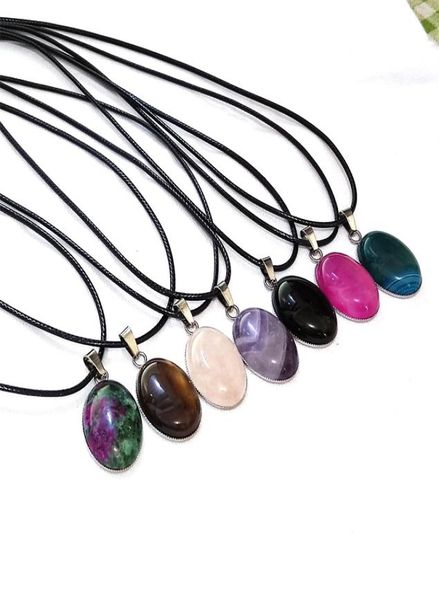 oval reiki stones turquoise pink quartz charms pendant leather necklace for women men gift accessories8702612, Silver
oval reiki stones turquoise pink quartz charms pendant leather necklace for women men gift accessories8702612, Silver