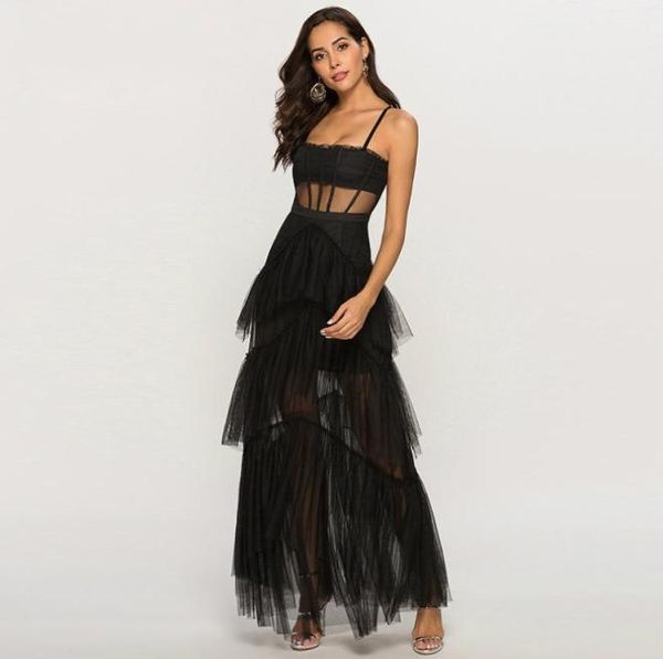 new 2019 summer women dress mesh cascading ruffles maxi long ladies strap perspective dresses 258856, Black;gray
new 2019 summer women dress mesh cascading ruffles maxi long ladies strap perspective dresses 258856, Black;gray