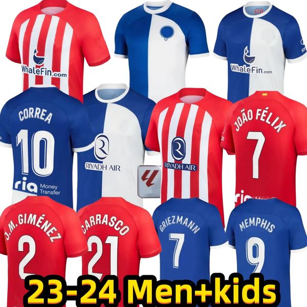 23 24 atletico madrids soccer jerseys griezmann 120th anniversary lemar m.llorente koke saul correa 2023 2024 men kids football shirt kit se, Black;yellow
23 24 atletico madrids soccer jerseys griezmann 120th anniversary lemar m.llorente koke saul correa 2023 2024 men kids football shirt kit se, Black;yellow
