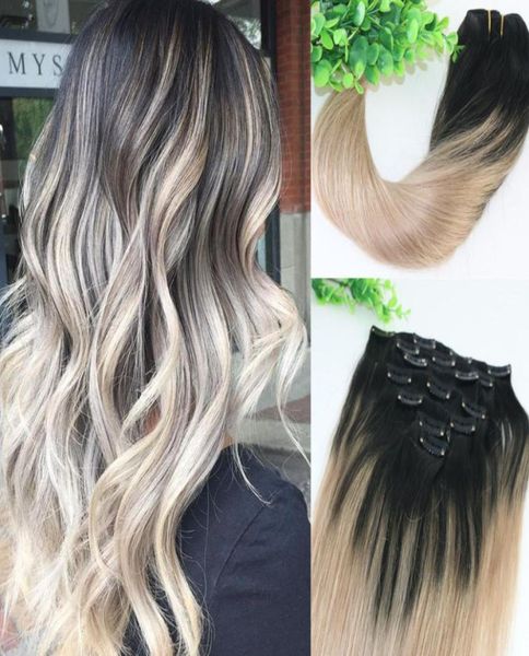 8a 7pcs 120gram clip in human hair extensions ombre dark natural root to ash blonde balayage highlights hairstyle7651946, Black
8a 7pcs 120gram clip in human hair extensions ombre dark natural root to ash blonde balayage highlights hairstyle7651946, Black