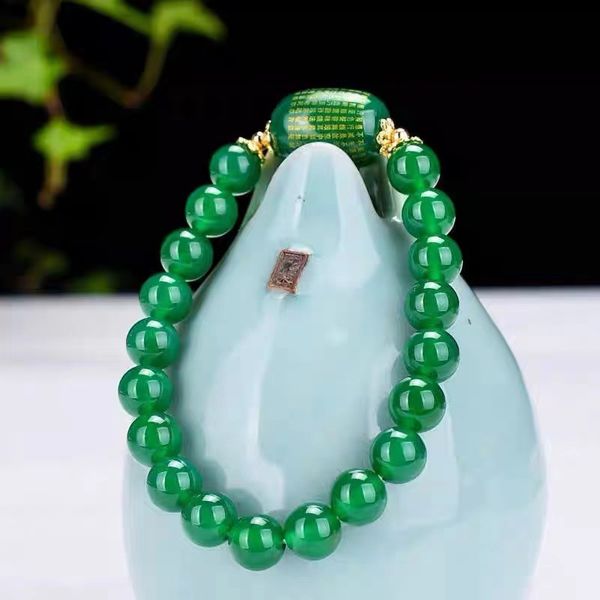 natural green jade chalcedony hand chain agate heart sutra road pass bracelet, Black
natural green jade chalcedony hand chain agate heart sutra road pass bracelet, Black