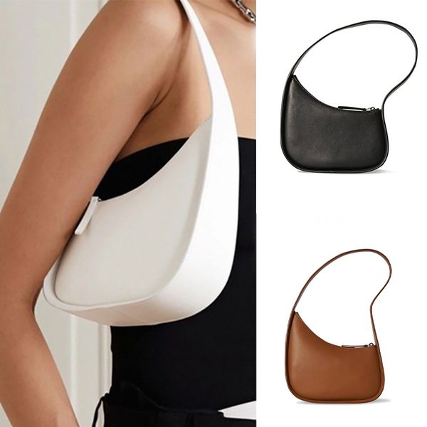 the row half moon bag in smooth leather women designer with flat shoulder strap and curved zipper closure clutch tote suded lining underarm
the row half moon bag in smooth leather women designer with flat shoulder strap and curved zipper closure clutch tote suded lining underarm
