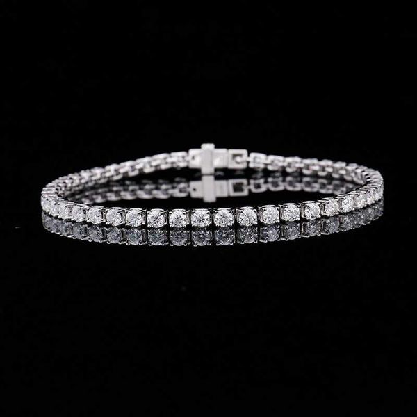 provence jewelry customized 4mm 5mm def vvs round brilliant cut moissanite tennis bracelet great gift for anniversary, Silver
