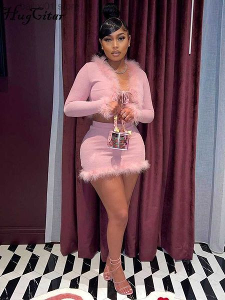 two piece dress hugcitar 2022 fall fashion 2 pcs set long sleeve with feather hollow out bandage tshirt skirt women slim party club t230817, White
two piece dress hugcitar 2022 fall fashion 2 pcs set long sleeve with feather hollow out bandage tshirt skirt women slim party club t230817, White