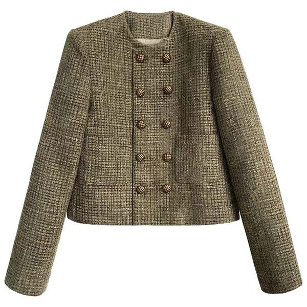 new fashion women's autumn o-neck double breasted tweed woolen long sleeve jacket smlxl419, Black;brown
new fashion women's autumn o-neck double breasted tweed woolen long sleeve jacket smlxl419, Black;brown