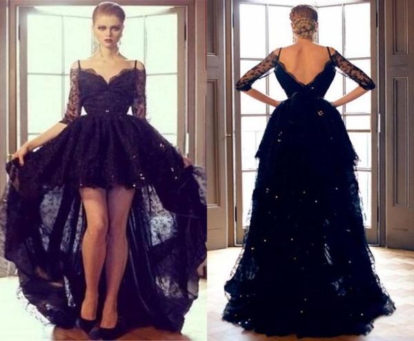 2019 black lace hi lo evening formal dresses sequins off shoulder high low half sleeves prom party dress9484600, Black;red
2019 black lace hi lo evening formal dresses sequins off shoulder high low half sleeves prom party dress9484600, Black;red