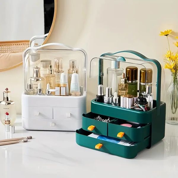 1pc transparent cosmetic storage box, dustproof makeup organize box, vanity skincare product lotion holder, lipstick perfume storage rack
1pc transparent cosmetic storage box, dustproof makeup organize box, vanity skincare product lotion holder, lipstick perfume storage rack
