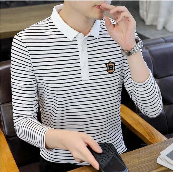 mens womens designers t shirt new high-end lapel striped cotton long sleeved t-shirt for men's trend t-shirt for fashion casual men, White;black
mens womens designers t shirt new high-end lapel striped cotton long sleeved t-shirt for men's trend t-shirt for fashion casual men, White;black