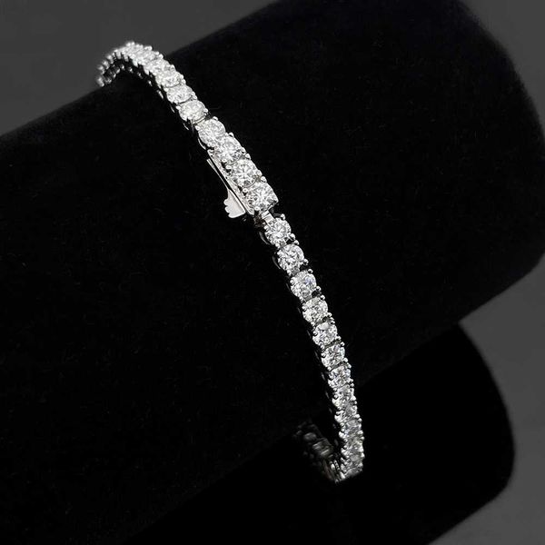 new ladies fine jewelry solid 925 sterling silver delicate 3mm width round cut diamond moissanite tennis bracelet