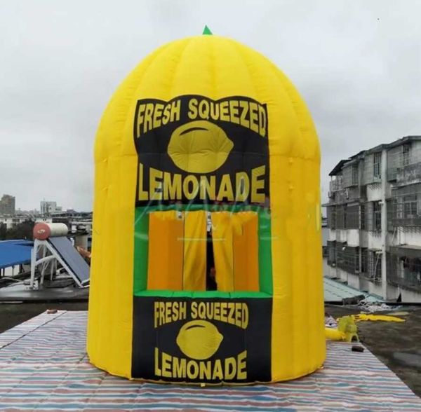 Image of 3m diamerer x 3.5m H Inflatable lemon booth customized lemon kiosk Beverage stall vendor space for lemon drink tent promotion