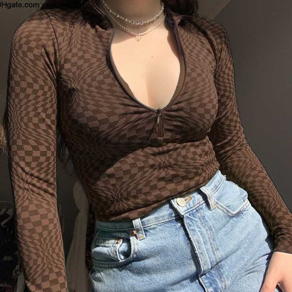 t-shirts 2022 women spring long sleeve chessboard plaid print zipper stand collar long sleeve t-shirt spice girl slim top, White
t-shirts 2022 women spring long sleeve chessboard plaid print zipper stand collar long sleeve t-shirt spice girl slim top, White