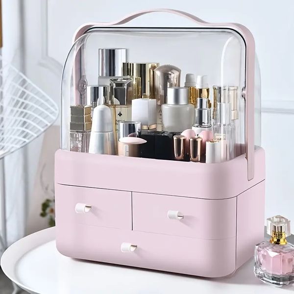 1pc large capacity makeup organizer, dust water proof cosmetics storage display cases, skincare organizers with drawer and lid, makeup vanit
1pc large capacity makeup organizer, dust water proof cosmetics storage display cases, skincare organizers with drawer and lid, makeup vanit