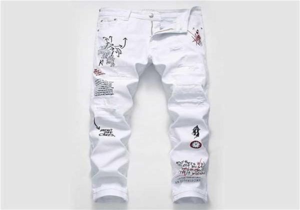 new men streetwear personality ripped printed white skinny jeans hip hop punk casual motorcycle stretch denim jeans trousers x06216547769, Blue
new men streetwear personality ripped printed white skinny jeans hip hop punk casual motorcycle stretch denim jeans trousers x06216547769, Blue
